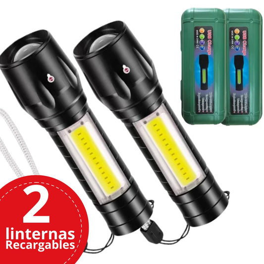 2 Mini Linterna Led Recargable Bolsillo